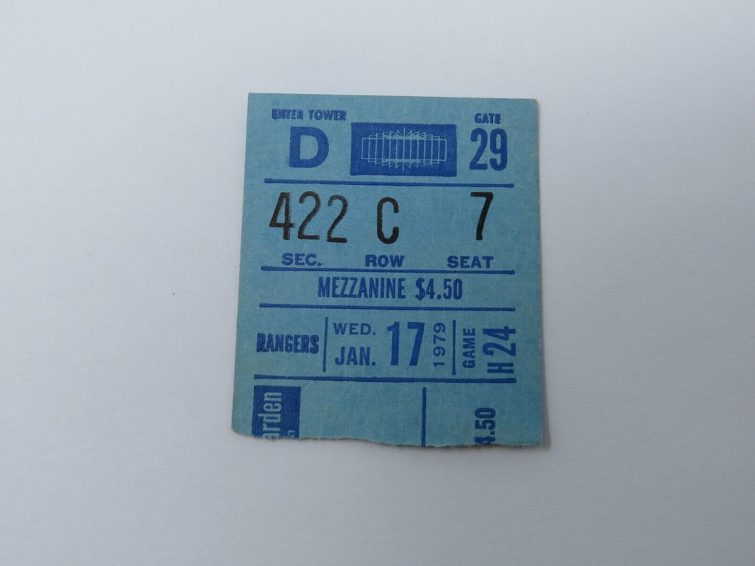 January 17, 1979 New York Rangers Vs. New York Islanders NHL Hockey Ticket Stub