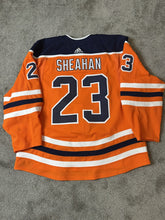 Load image into Gallery viewer, 2019-20 Riley Sheahan Edmonton Oilers Game Used Worn NHL Hockey Jersey MeiGray