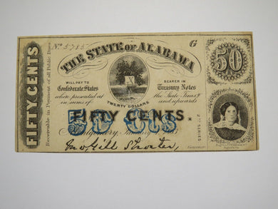 $.50 1863 Montgomery Alabama AL Obsolete Currency Bank Note Bill UNC+ Condition