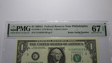Load image into Gallery viewer, $1 2003 Radar Serial Number Federal Reserve Currency Bank Note Bill PMG UNC67EPQ