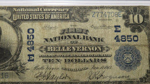 $10 1902 Belle Vernon Pennsylvania PA National Currency Bank Note Bill Ch. #4850