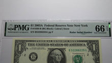 Load image into Gallery viewer, $1 2003 Radar Serial Number Federal Reserve Currency Bank Note Bill PMG UNC66EPQ