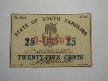 Load image into Gallery viewer, $.25 1863 Charleston South Carolina Obsolete Currency Bank Note State of SC UNC