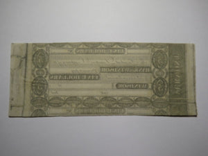 $5 18__ Windsor Vermont Obsolete Currency Bank Note Bill Remainder UNC+ Miscut