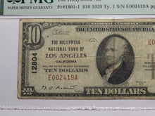 Load image into Gallery viewer, $10 1929 Los Angeles California National Currency Bank Note Bill 12804 Hollywood