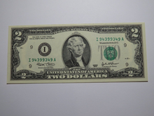 Load image into Gallery viewer, $2 2003 Radar Serial Number Federal Reserve Currency Bank Note Bill UNC 94399349