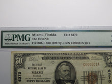 Load image into Gallery viewer, $50 1929 Miami Florida FL National Currency Bank Note Bill Ch. #6370 PMG VF30