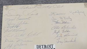 1957 Detroit Red Wings Hockey Team Signed Promo Poster Gordie Howe Terry Sawchuk