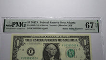Load image into Gallery viewer, $1 2017 Radar Serial Number Federal Reserve Currency Bank Note Bill PMG UNC67EPQ
