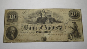 $10 1858 Augusta Georgia GA Obsolete Currency Bank Note Bill! Bank of Augusta