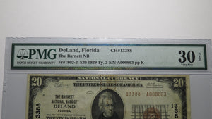 $20 1929 DeLand Florida FL National Currency Bank Note Bill Ch. #13388 VF30 PMG