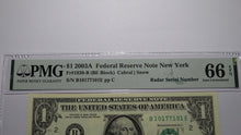 Load image into Gallery viewer, $1 2003 Radar Serial Number Federal Reserve Currency Bank Note Bill PMG UNC66EPQ