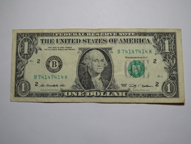 $1 2009 Repeater Serial Number Federal Reserve Currency Bank Note Bill #74147414