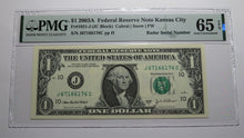 Load image into Gallery viewer, $1 2003 Radar Serial Number Federal Reserve Currency Bank Note Bill PMG UNC65EPQ