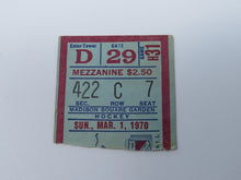 Load image into Gallery viewer, March 1, 1970 New York Rangers Vs. Chicago Blackhawks NHL Hockey Ticket Stub