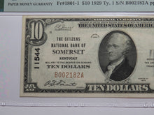 Load image into Gallery viewer, $10 1929 Somerset Kentucky KY National Currency Bank Note Bill Ch. #11544 VF35