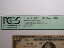 Load image into Gallery viewer, $20 1929 Gladbrook Iowa IA National Currency Bank Note Bill Ch. #5461 F12 PCGS
