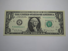 Load image into Gallery viewer, $1 2017 Fancy Serial Number Federal Reserve Bank Note Bill Dallas #22220111