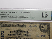 Load image into Gallery viewer, $20 1902 Long Beach California National Currency Bank Note Bill #11873 F15 PMG