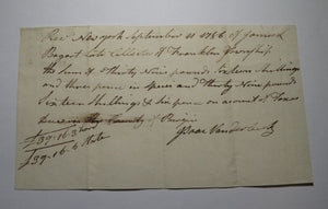 1786 New York NY Loan Document Colonial Currency Note Bill! Isaac Van der Beek