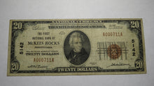 Load image into Gallery viewer, $20 1929 McKees Rocks Pennsylvania PA National Currency Bank Note Bill 5142 Fine