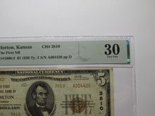 Load image into Gallery viewer, $5 1929 Horton Kansas KS National Currency Bank Note Bill Ch. #3810 VF30