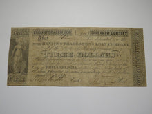 Load image into Gallery viewer, $3 1837 Philadelphia PA Obsolete Currency Bank Note Bill Mechanic's Tradesmens