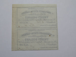 $20 1861 Confederate Bond Coupon Certificate Uncut Sheet Currency Bank Note Bill