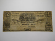 Load image into Gallery viewer, $2 1834 Monroe Michigan Obsolete Currency Bank Note Bill -Merchants Mechanics