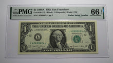 Load image into Gallery viewer, $1 1988 Radar Serial Number Federal Reserve Currency Bank Note Bill PMG UNC66EPQ