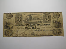 Load image into Gallery viewer, $3 1840 Brooklyn Michigan MI Obsolete Currency Note Bill Merchants Bank Jackson