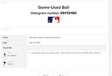 Load image into Gallery viewer, 2020 Paul Fry Baltimore Orioles Strikeout Game Used MLB Baseball! DJ LeMahieu