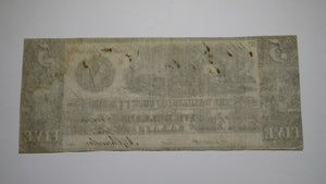$5 1835 Calais Maine ME Obsolete Currency Bank Note Bill! Washington County Bank