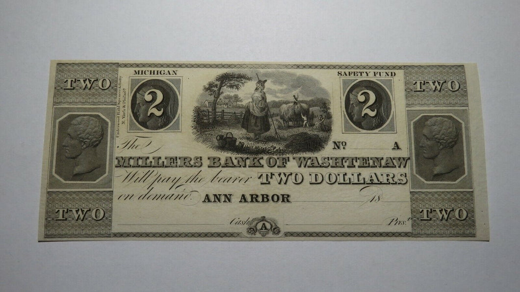 $2 18__ Ann Arbor Michigan MI Obsolete Currency Bank Note Bill! Miller's Bank 