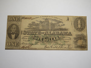 $1 1863 Montgomery Alabama AL Obsolete Currency Bank Note Bill State of AL AU+