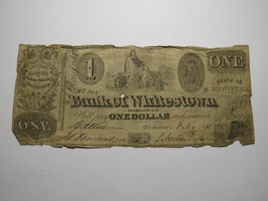 $1 1845 Whitestown New York NY Obsolete Currency Bank Note Bill RARE NOTE
