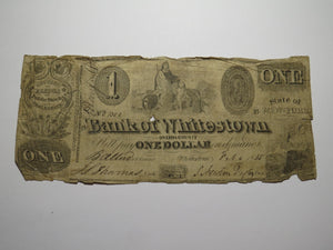 $1 1845 Whitestown New York NY Obsolete Currency Bank Note Bill RARE NOTE
