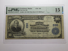 Load image into Gallery viewer, $10 1902 Lewiston Maine ME National Currency Bank Note Bill Charter #330 PMG F15