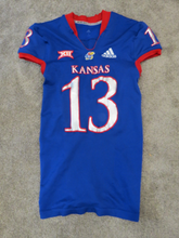 Load image into Gallery viewer, 2018-21 Kansas Jayhawks Game Used Worn NCAA ADIDAS Football Jersey Home Large!