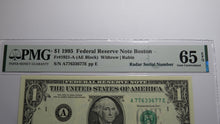 Load image into Gallery viewer, $1 1995 Radar Serial Number Federal Reserve Currency Bank Note Bill PMG UNC65EPQ