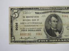 Load image into Gallery viewer, $5 1929 North Attleborough Massachusetts National Currency Bank Note Bill #9086