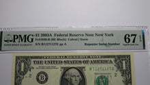 Load image into Gallery viewer, $1 2003 Repeater Serial Number Federal Reserve Currency Bank Note Bill PMG UNC67