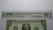 Load image into Gallery viewer, $1 2003 Radar Serial Number Federal Reserve Currency Bank Note Bill PMG UNC67EPQ