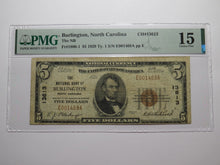 Load image into Gallery viewer, $5 1929 Burlington North Carolina National Currency Bank Note Bill Ch #13613 F15