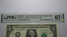 Load image into Gallery viewer, $1 2003 Radar Serial Number Federal Reserve Currency Bank Note Bill PMG UNC67EPQ