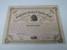 Load image into Gallery viewer, $500 1863 Confederate Bond Certificate Currency Bank Note Bill UNC 14" X 10.5"