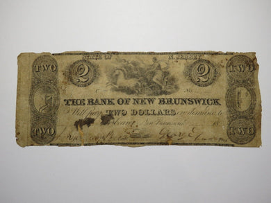 $2 1832 New Brunswick New Jersey Obsolete Currency Bank Note Bill Bank of NB