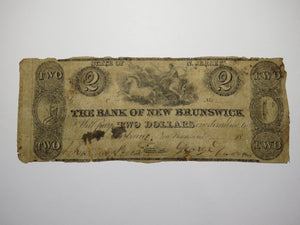 $2 1832 New Brunswick New Jersey Obsolete Currency Bank Note Bill Bank of NB