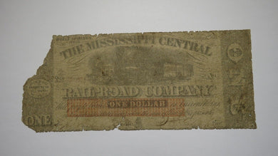 $1 1862 Holly Springs Mississippi Obsolete Currency Bank Note Bill Central RR