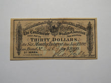 Load image into Gallery viewer, $30 1864 Confederate Bond Coupon Certificate Currency Bank Note Bill AU